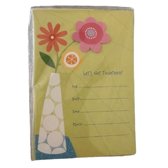 NWT 2 of Vintage Party Express from Hallmark, 8 Invitations 8 Envelopes Floral - Picture 2 of 10